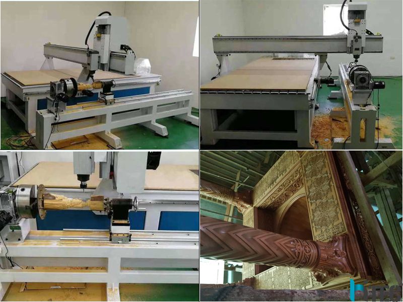 4axis cnc router for woodworking application with rotary