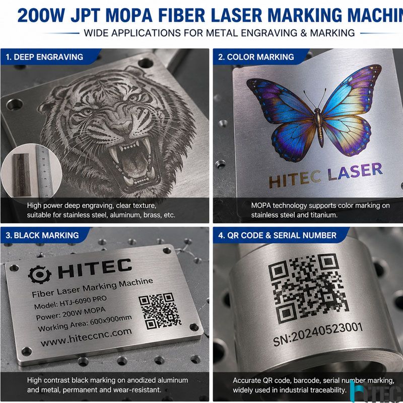 200w MOPA Fiber laser engraving color on steel